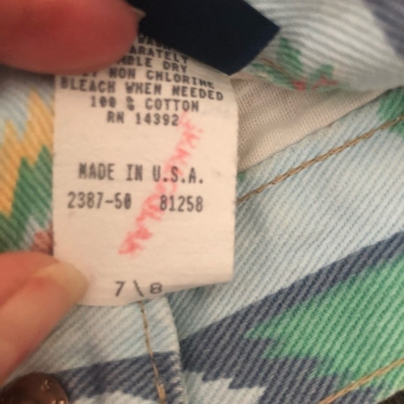 VTG Stuffed Shirt Printed Pastel Denim High Waisted Shorts Retro 80’s Summer 7/8 - Picture 3 of 6